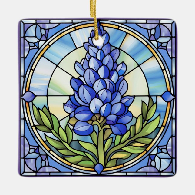 Ornement En Céramique Design de verre texan Bluebonnet (Devant)