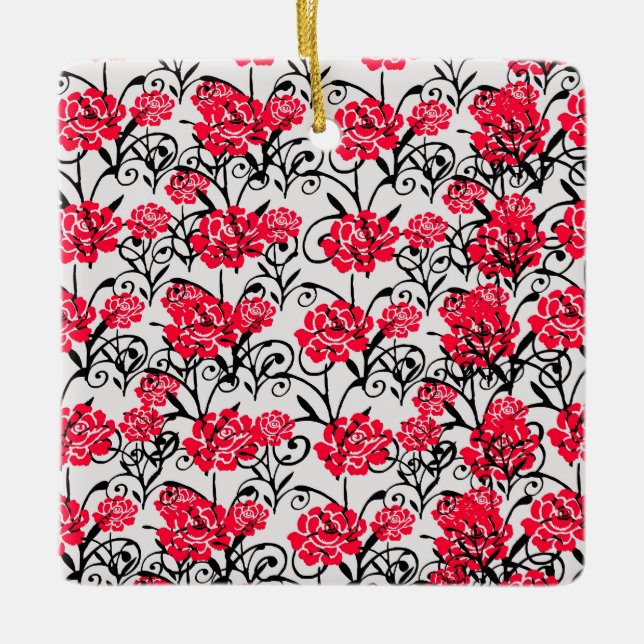 Ornement En Céramique Design Motif d'illustrations de rose rouge (Devant)