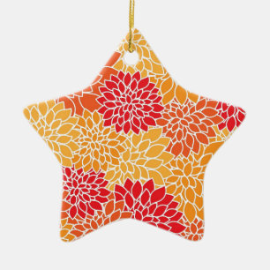 Ornement En Céramique Design oriental vintage rouge et orange