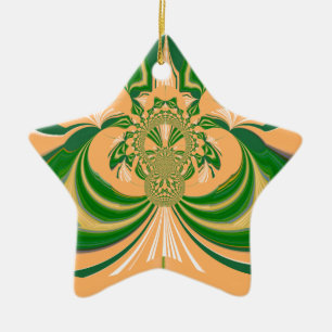 Ornement En Céramique Design vert jaune.