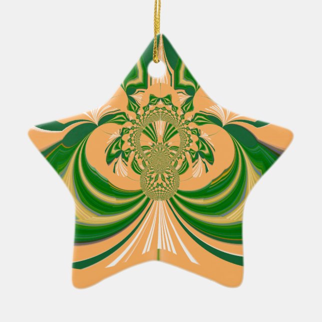 Ornement En Céramique Design vert jaune. (Devant)