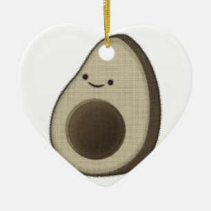 Ornement En Céramique Dessin Avocado de style vintage