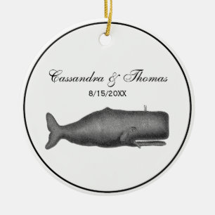 Ornement En Céramique Dessin de baleine du 19e siècle de style vintage N