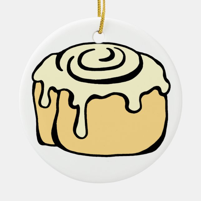 Ornement En Céramique Dessin de Cinnamon Roll Honey Bun Cute (Devant)