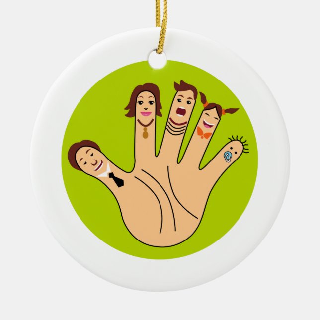 Ornement En Céramique Dessin de famille de doigt (Devant)