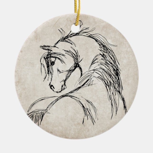 Ornement En Céramique Dessin de la tête d'un cheval d'art (Devant)