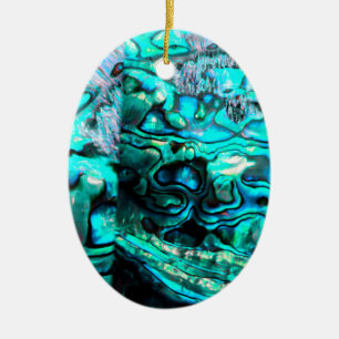 Ornement En Céramique Détails de la coquille d'ormeau turquoise