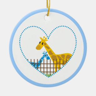 Ornement En Céramique Deux jolies girafes dans un coeur pointillé Mère E