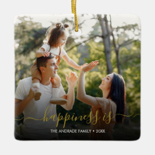Ornement En Céramique Deux photos Happiness est vous en tant que minimal