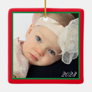Ornement En Céramique Deux photos personnalisées Noël FAMILLE