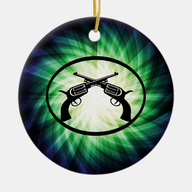 Ornement En Céramique Deux Pistols Traversés ; Glissant (Devant)