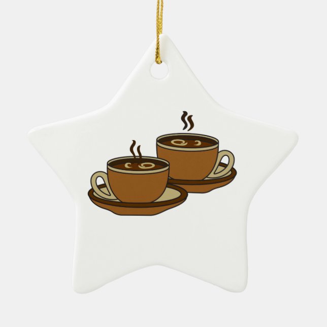 ORNEMENT EN CÉRAMIQUE DEUX TASSES DE CAFÉ (Devant)