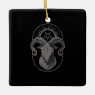 Ornement En Céramique Diable Goat Pentagram Baphomet Satan Occulte Satan
