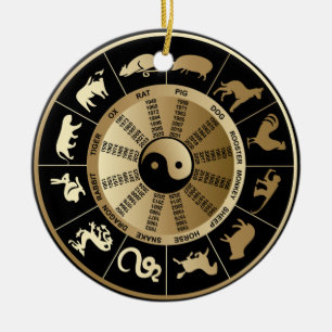 Ornement En Céramique Diagramme chinois de zodiaque