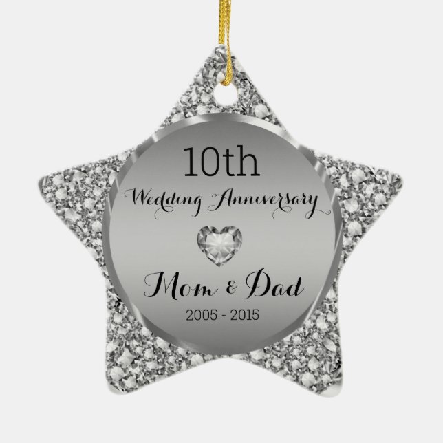 Ornement En Céramique Diamants et Argent 10e anniversaire de Mariage 2 (Dos)