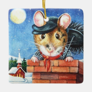 Ornement En Céramique Dickens Christmas Chimney Sweep Mouse Art
