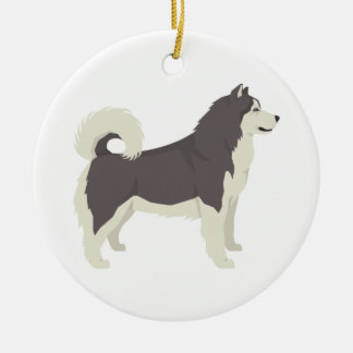 Ornement en céramique d'illustration de Malamute