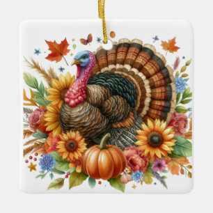 Ornement En Céramique Dinde de Tom de Thanksgiving Objet de Collection