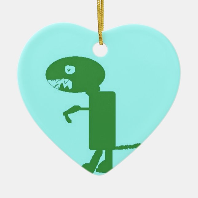 Ornement En Céramique Dinosaur Dino, Vert Bleu Digital Kids Art (Devant)
