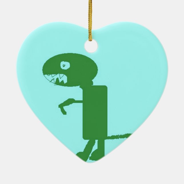Ornement En Céramique Dinosaur Dino, Vert Bleu Digital Kids Art (Dos)