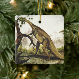Ornement En Céramique Dinosaures Vintage, Plateosaurus Paissant sur des 