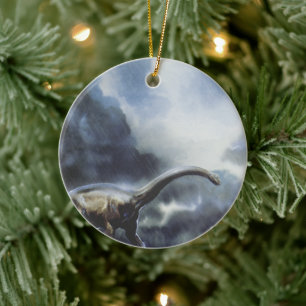 Ornement En Céramique Dinosaures vintages, Barapasaurus avec nuages de t