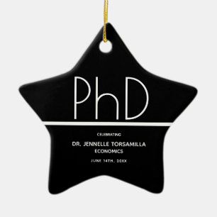 Ornement En Céramique Diplôme de doctorat Black Keepsaké Graduation