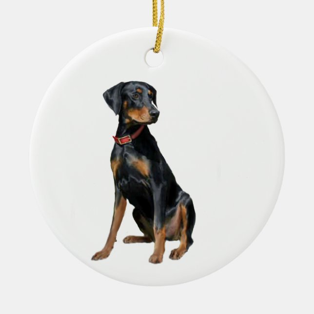 Ornement En Céramique Doberman Pinscher (naturel) (Devant)