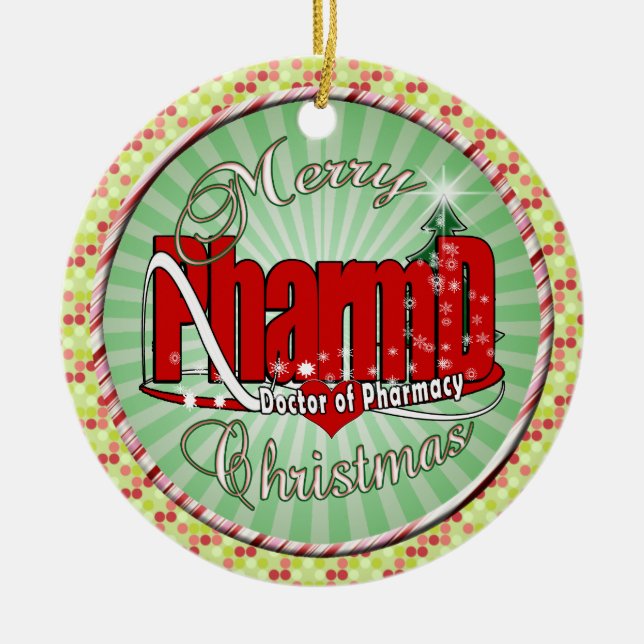 Ornement En Céramique Docteur de PharmD de NOËL de pharmacie (Devant)