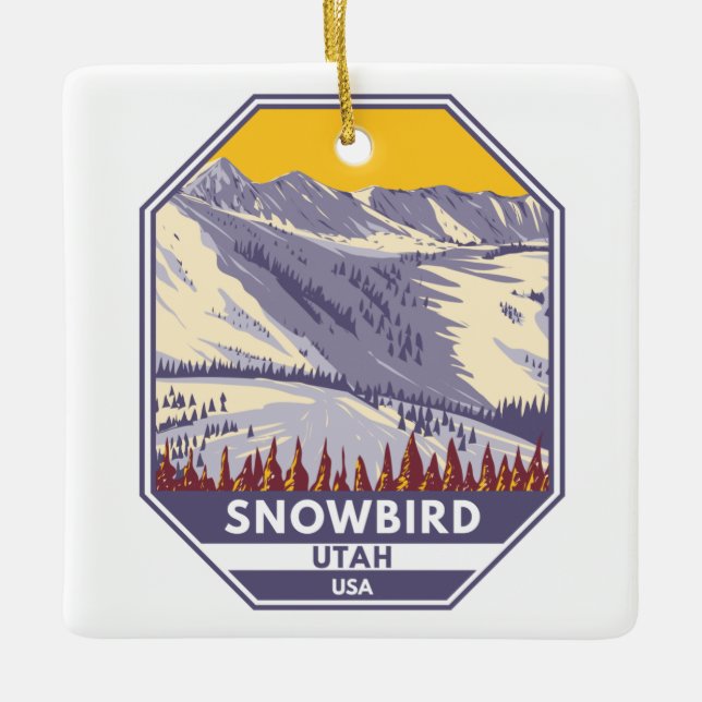 Ornement En Céramique Domaine skiable de Snowbird Hiver Utah (Devant)