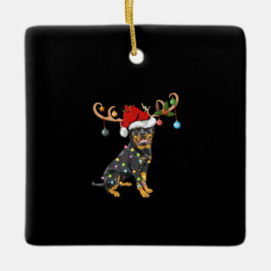 Ornement En Céramique Don Rottweiler Xmas Santas Reindeer Rottweiler