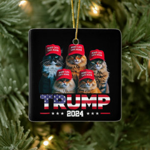 Ornement En Céramique Donald Trump sécurise à nouveau les chats Casquett