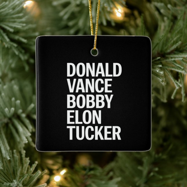 Ornement En Céramique Donald Vance Bobby Elon et Tucker (Arbre)