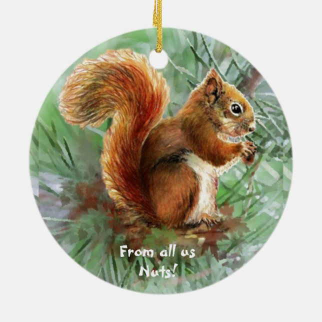 Ornement En Céramique Donné de tous nous Nuts Noël Écureuil amusant (Dos)