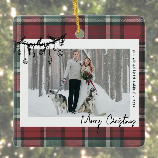 Ornement En Céramique Double Sided Couple Photo Christmas (Double Sided Couple Photo Christmas Ceramic Ornament )