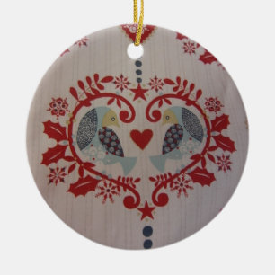 Ornement En Céramique Doves & Hearts — Pennsylvanie Dutch