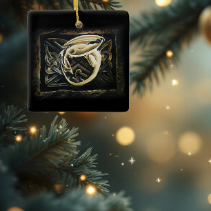 Ornement En Céramique Dragon de l'art celtique crème Fantastique