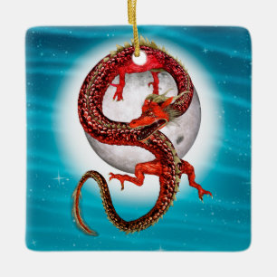 Ornement En Céramique Dragon de l'Est - Mythique Créature Imaginaire
