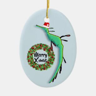 Ornement En Céramique Dragon de mer de Noël Weedy