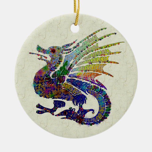 Ornement En Céramique Dragon orné de bijoux (Devant)