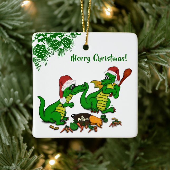 Ornement En Céramique Dragons - Joyeux Noël ! - aujourd'hui je vais cuis (Arbre)
