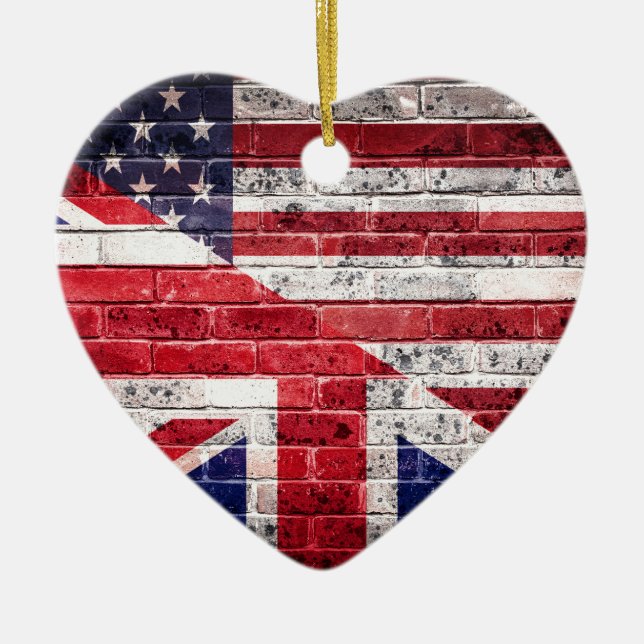 Ornement En Céramique Drapeau américain et britannique (Devant)