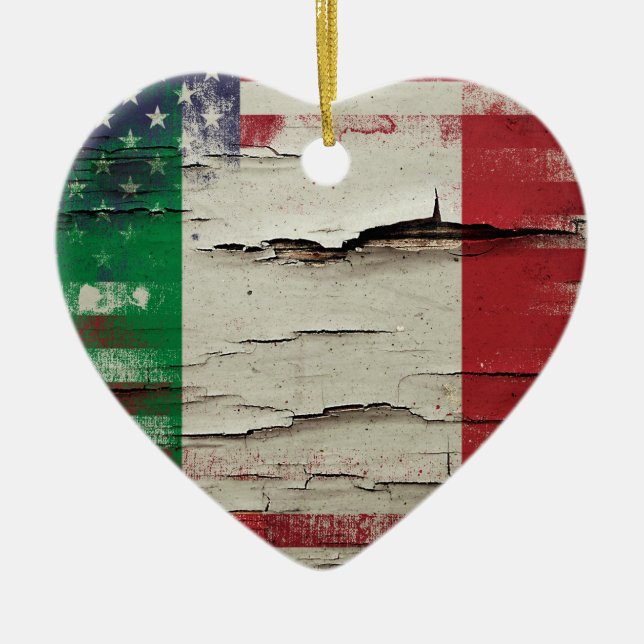 Ornement En Céramique Drapeau américain italien de la peinture | de (Devant)
