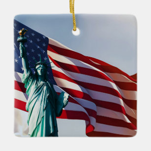 Ornement En Céramique Drapeau américain Lady Liberty