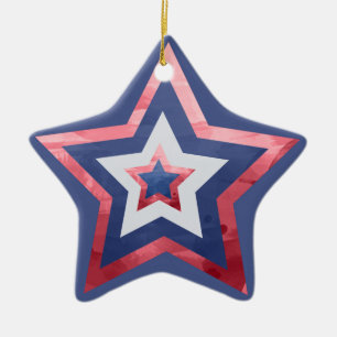 Ornement En Céramique Drapeau américain moderne Stars Rouge Blanc Bleu