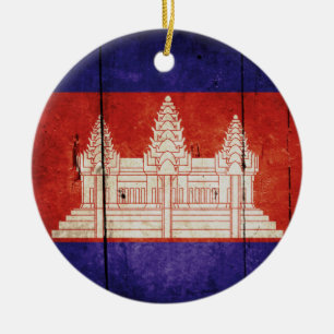Ornement En Céramique Drapeau cambodgien; Cambodge; Khmer