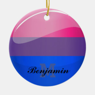 Ornement En Céramique Drapeau de bisexualité ronde brillante