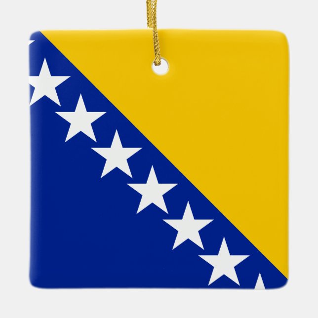 Ornement En Céramique Drapeau de Bosnie-Herzégovine (Devant)