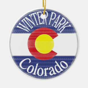 Ornement En Céramique Drapeau de cercle du Colorado de parc d'hiver