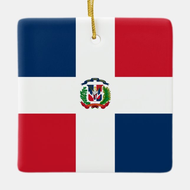 Ornement En Céramique Drapeau de la République Dominicaine (Devant)